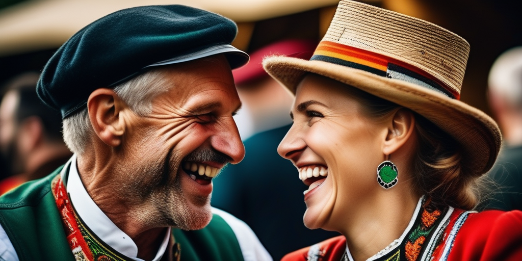 Paar lacht auf einem Oktoberfest