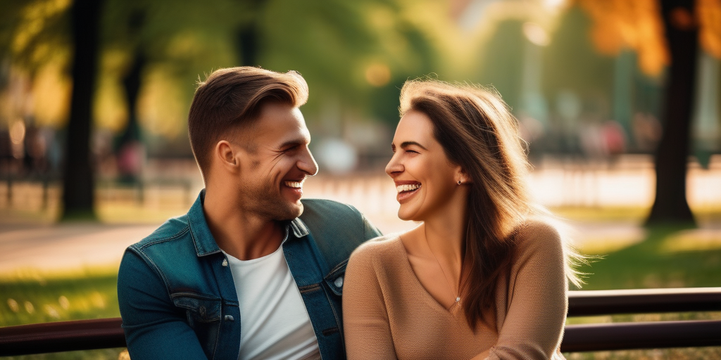 Ein verliebtes Paar beim ersten Date im Park – ein Symbol für Hoffnung und Glück.