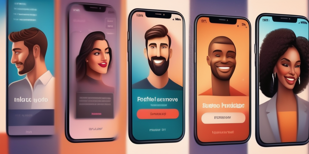 Ein Smartphone-Bildschirm mit Dating-App-Profilen. Ein Gefühl der Überforderung.
