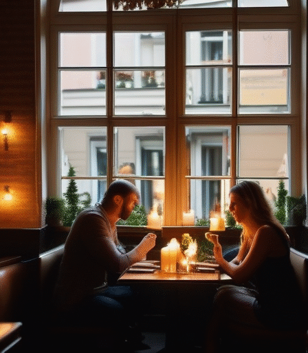 Romantisches Restaurant in Berlin mit Kerzenlicht und gemütlicher Atmosphäre