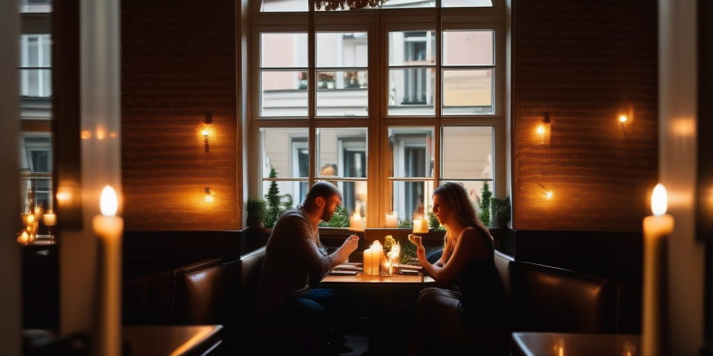 Romantisches Restaurant in Berlin mit Kerzenlicht und gemütlicher Atmosphäre