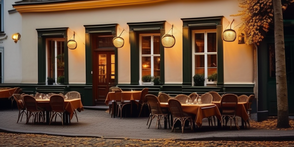 Charmantes Restaurant in Berlin mit Außenbereich und herbstlicher Stimmung