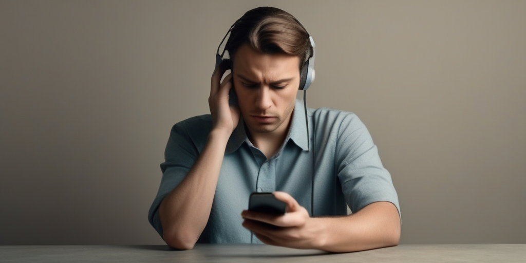 Traurige Person, die auf ihr Handy schaut