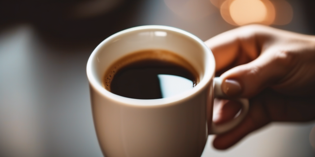 Zwei Hände halten Kaffeetassen, verschwommener Hintergrund, Symbol für Verbindung und Gespräch, warme Farben.