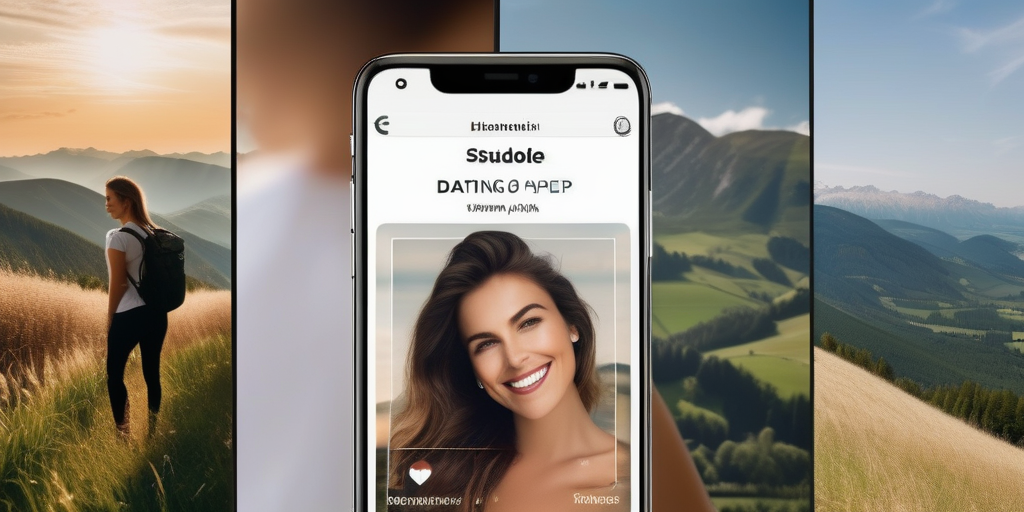 Nahaufnahme eines Smartphone-Bildschirms, auf dem das Profil einer lächelnden Frau auf einer Dating-App angezeigt wird.