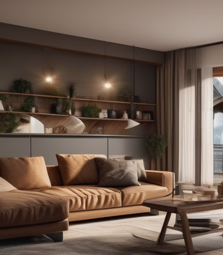 Ein gemütliches Wohnzimmer in Liechtenstein mit einem Paar, das lacht und spricht.