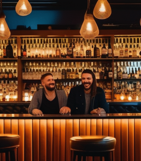 Eine lebhafte LGBTQ+-Bar in Köln mit einer fröhlichen und einladenden Atmosphäre.