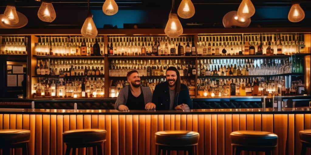 Eine lebhafte LGBTQ+-Bar in Köln mit einer fröhlichen und einladenden Atmosphäre.