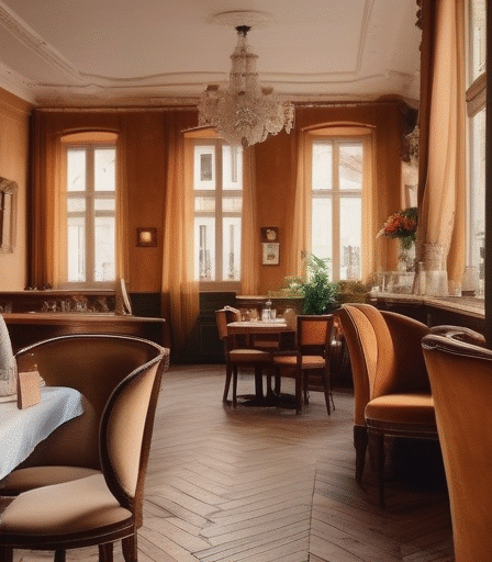 Gemütliches Wiener Kaffeehaus mit zwei Frauen, die sich unterhalten.