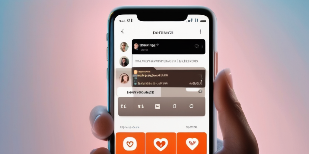 Eine Hand hält ein Smartphone mit einer geöffneten Dating-App, wobei ein Schutzschild-Symbol auf dem Bildschirm überlagert ist.