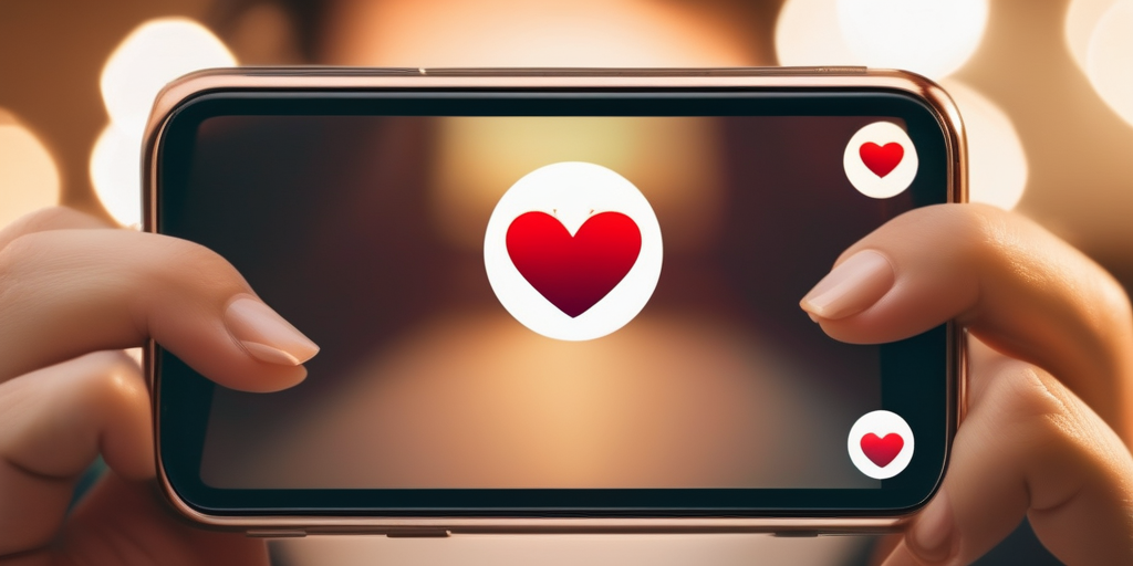 Person hält Handy mit Herz-Icon, als Symbol für Liebe und Verbindung