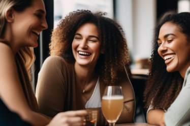 Frauen in einem Café in Köln, die sich unterhalten.