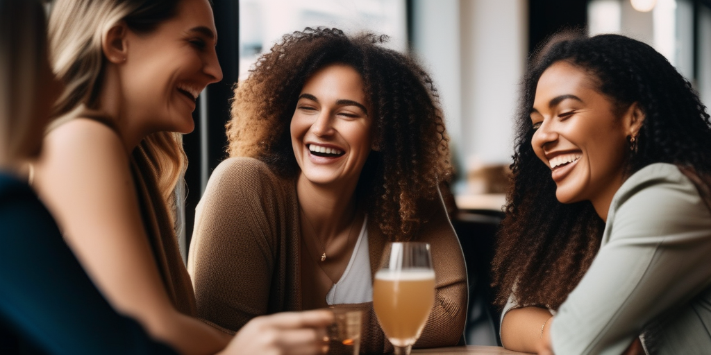 Frauen in einem Café in Köln, die sich unterhalten.