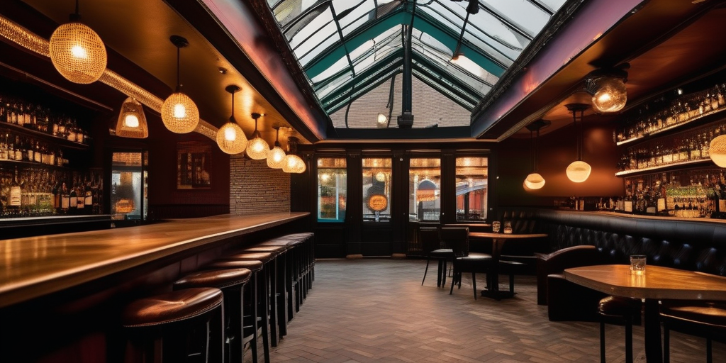 Eine moderne und gut beleuchtete Bar im Stadtteil Sternschanze in Hamburg.