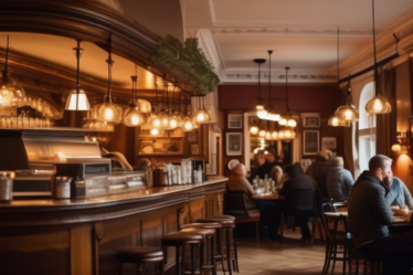 Gemütliches Wiener Kaffeehaus mit Menschen im Gespräch