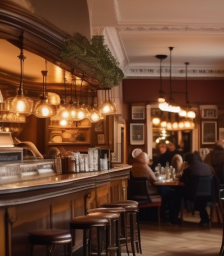 Gemütliches Wiener Kaffeehaus mit Menschen im Gespräch