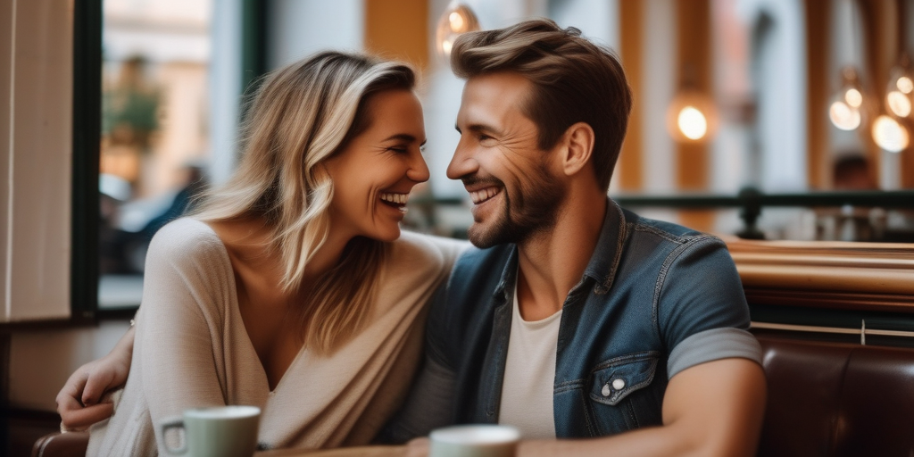 Ein Pärchen beim Date in einem Café in München