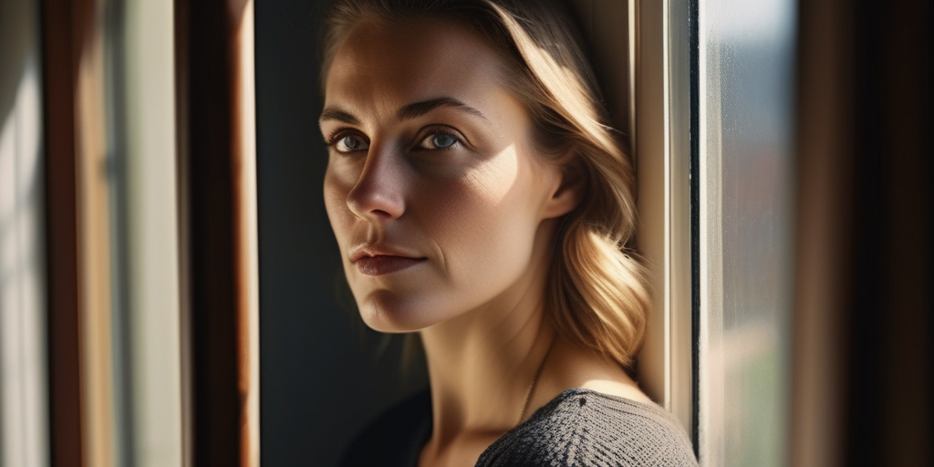 Eine hoffnungsvolle Frau schaut aus dem Fenster, die Suche nach Liebe.