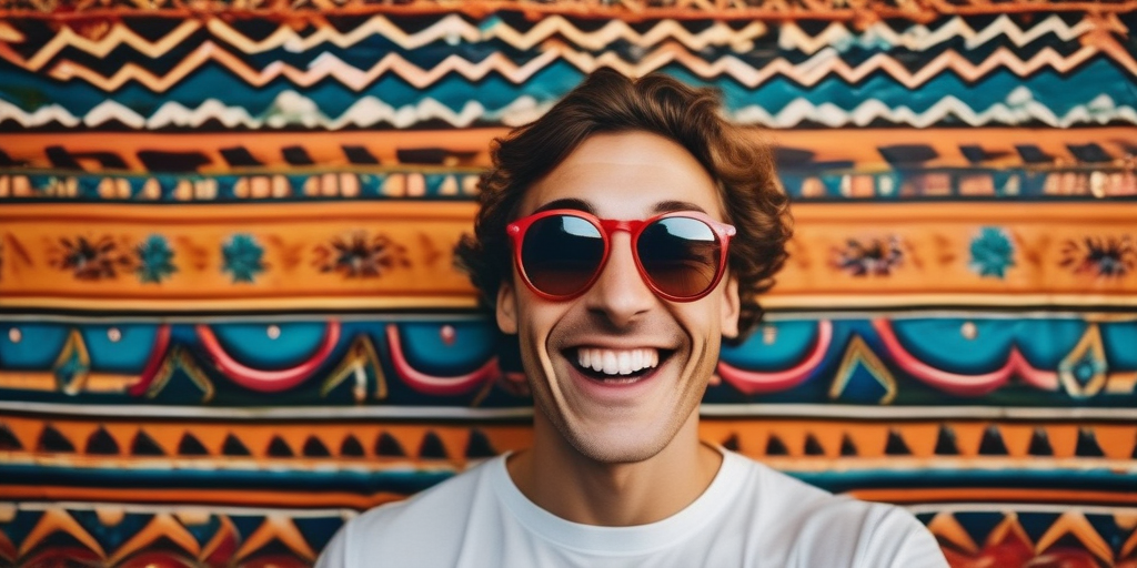 Eine Person lächelt und macht spielerisch ein Selfie.