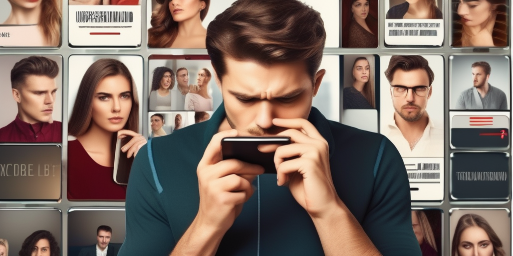 Eine Person betrachtet vorsichtig ein Dating-Profil auf einem Smartphone.