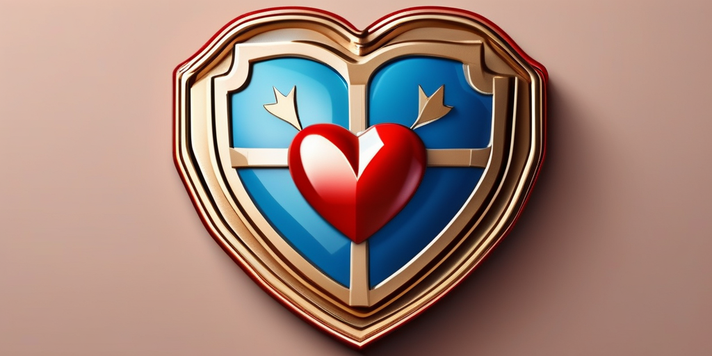 Ein stilisiertes Symbol, das ein Herz zeigt, das von einem Schild geschützt ist.