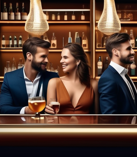 Eine Gruppe junger Berufstätiger genießt Getränke in einer stilvollen Bar in Luxemburg-Stadt.