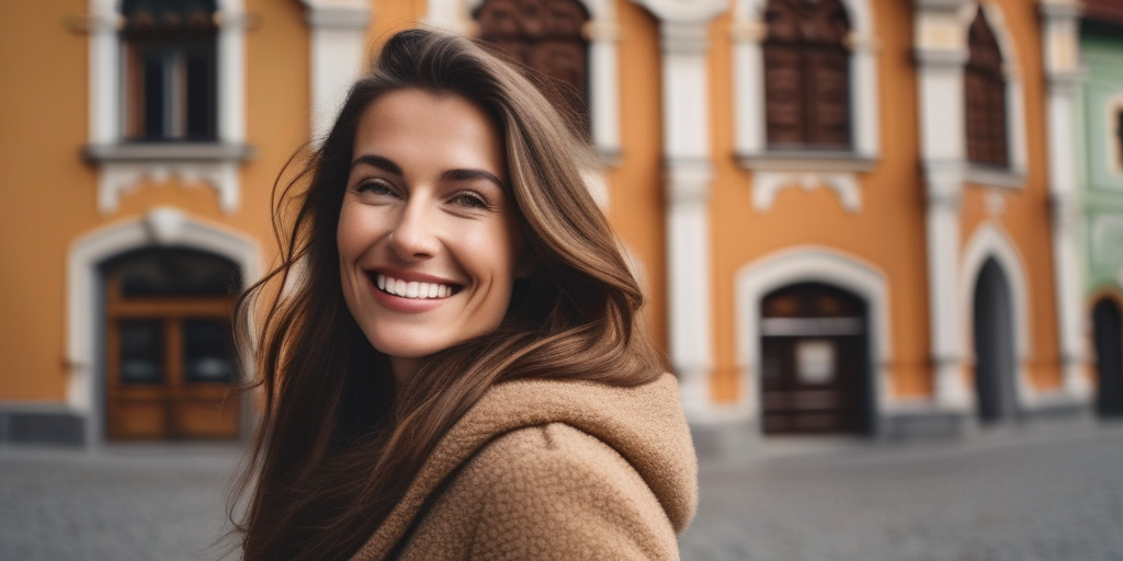 Person in Innsbrucks Altstadt, die optimistisch nach der Liebe sucht.