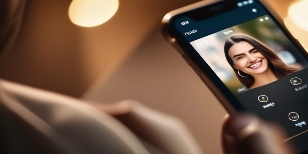 Eine Person, die glücklich auf einer Dating-App wischt.