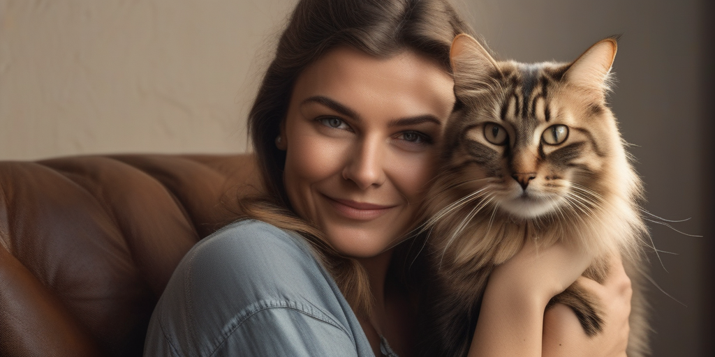 Eine Person stellt sich auf unbeholfene Weise mit einer Katze ab, humorvoller Gesichtsausdruck.