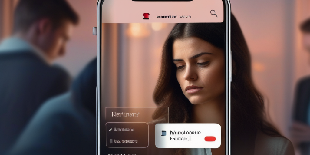 Besorgte Frau, die ihr Handy anschaut