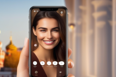 Frau lächelt und betrachtet ihr Handy mit einer Dating-App.