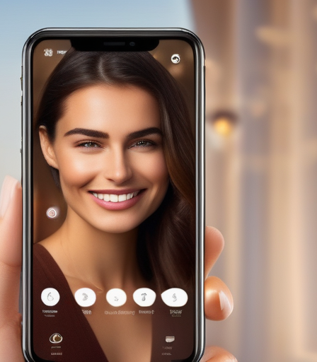 Frau lächelt und betrachtet ihr Handy mit einer Dating-App.