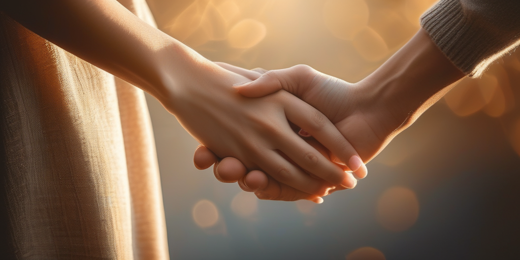 Zwei Hände, die sich halten, symbolisieren Verbundenheit und Intimität