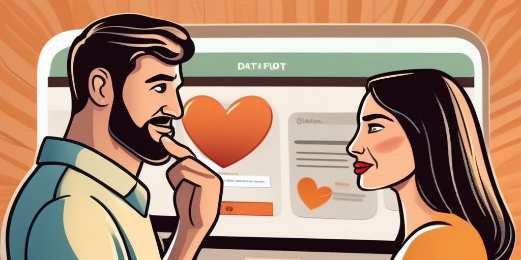 Eine Illustration, die häufige Fehler bei Dating-Apps zeigt – generische Nachrichten, zu viele Informationen, übermäßig sexuelle Sprache.