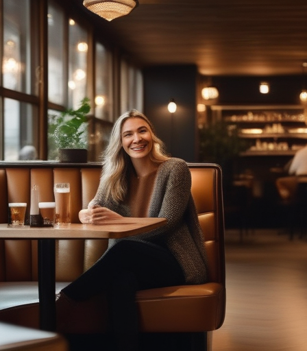 Gemütliches Café in der Schweiz, zwei Personen treffen sich zum Date.