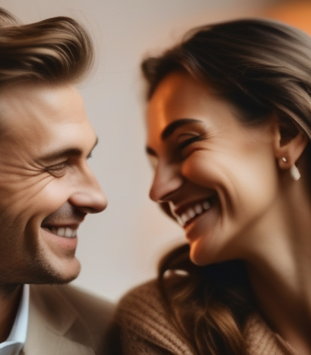 Ein Paar lächelt sich zu, Symbol für den Erfolg von Online-Dating.