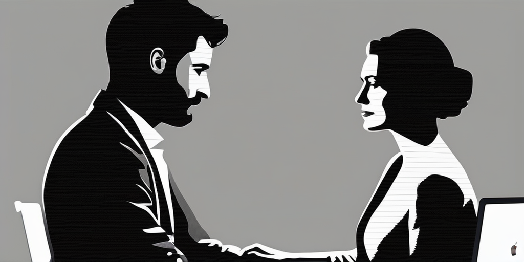 Silhouetten eines Paares bei einem Videoanruf mit einem Fragezeichen darüber. Illustriert die Unsicherheiten von Online-Beziehungen.