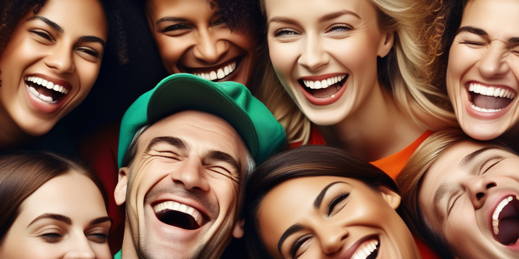Eine vielfältige Gruppe von Menschen lacht und plaudert auf eine angenehme Art und Weise, die die Freude an der Verbindung mit jemandem Neuem repräsentiert, helle und fröhliche Farben.