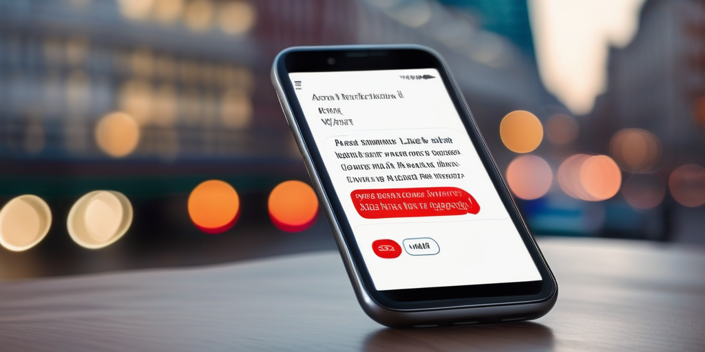 Ein Smartphone zeigt eine Textnachricht über eine Verspätung. Im Hintergrund eine verschwommene Stadtlandschaft.