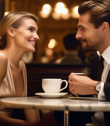 Ein Mann und eine Frau trinken Kaffee in einem Wiener Kaffeehaus.