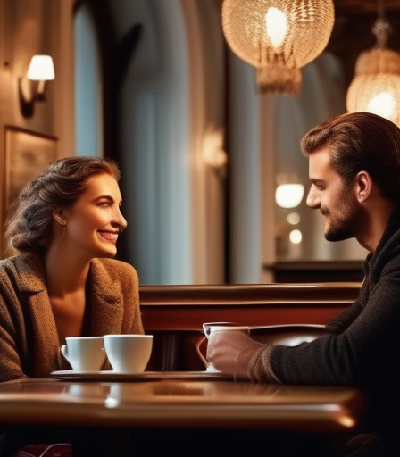 Gemütliches Kaffeehaus in Wien, ein Paar im Gespräch.