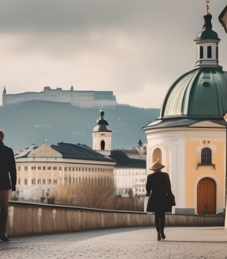 Romantische Szene in Salzburg mit einem Paar.