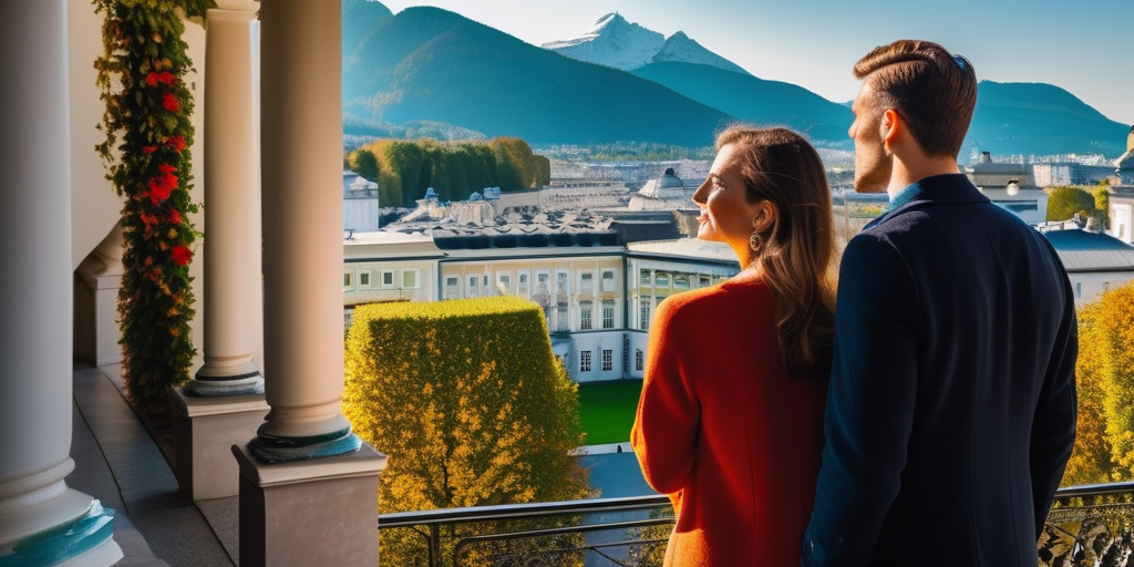 Paar mit Blick auf die Stadt Salzburg